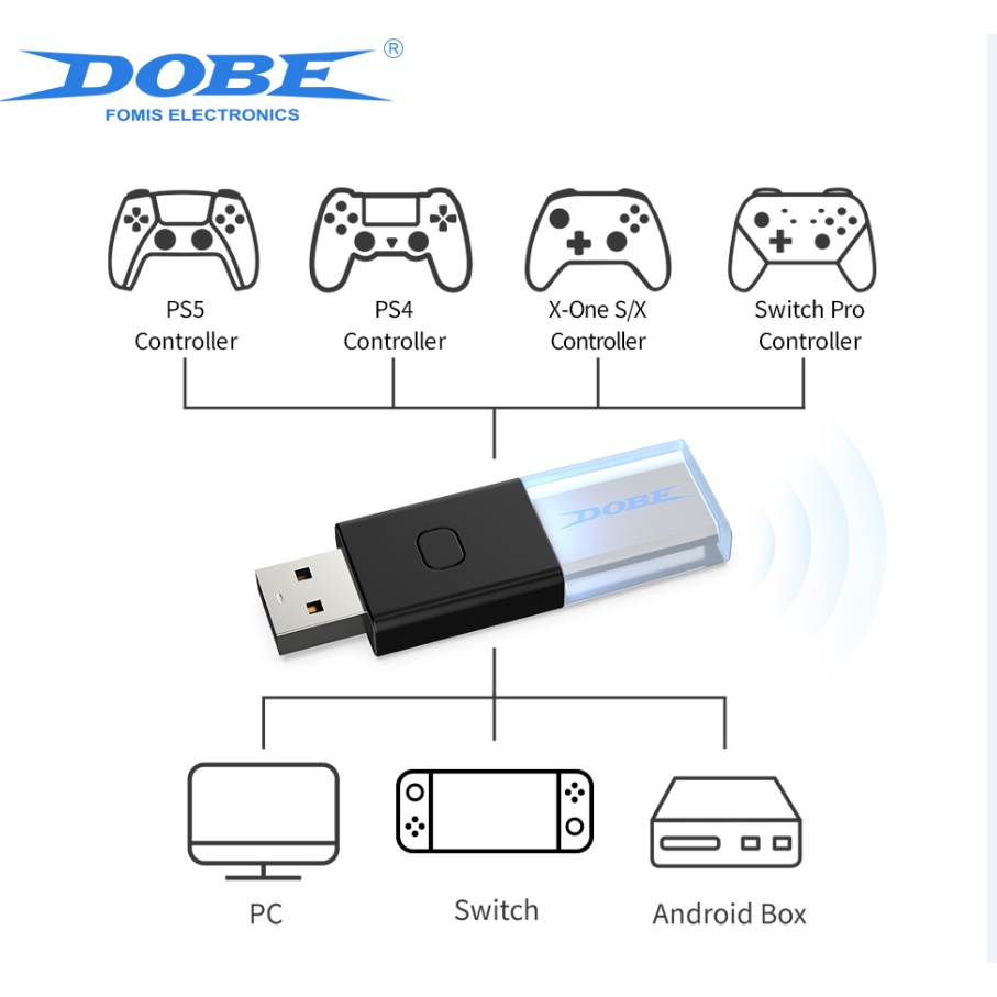 Usb dobe nhận tín hiệu bluetooth tay cầm ps5/ps4/xbox chơi trên máy nintendo switch