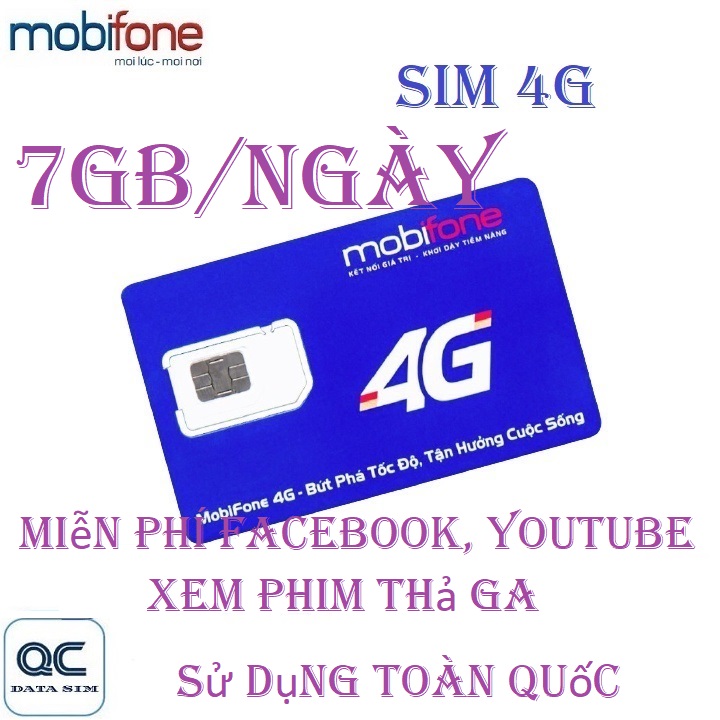 Freeship - chưa kích hoạt sim 4g mobifone data không giới hạn xem phim thả ga mỗi ngày 7gb 1500p mobi 150p liên mạng