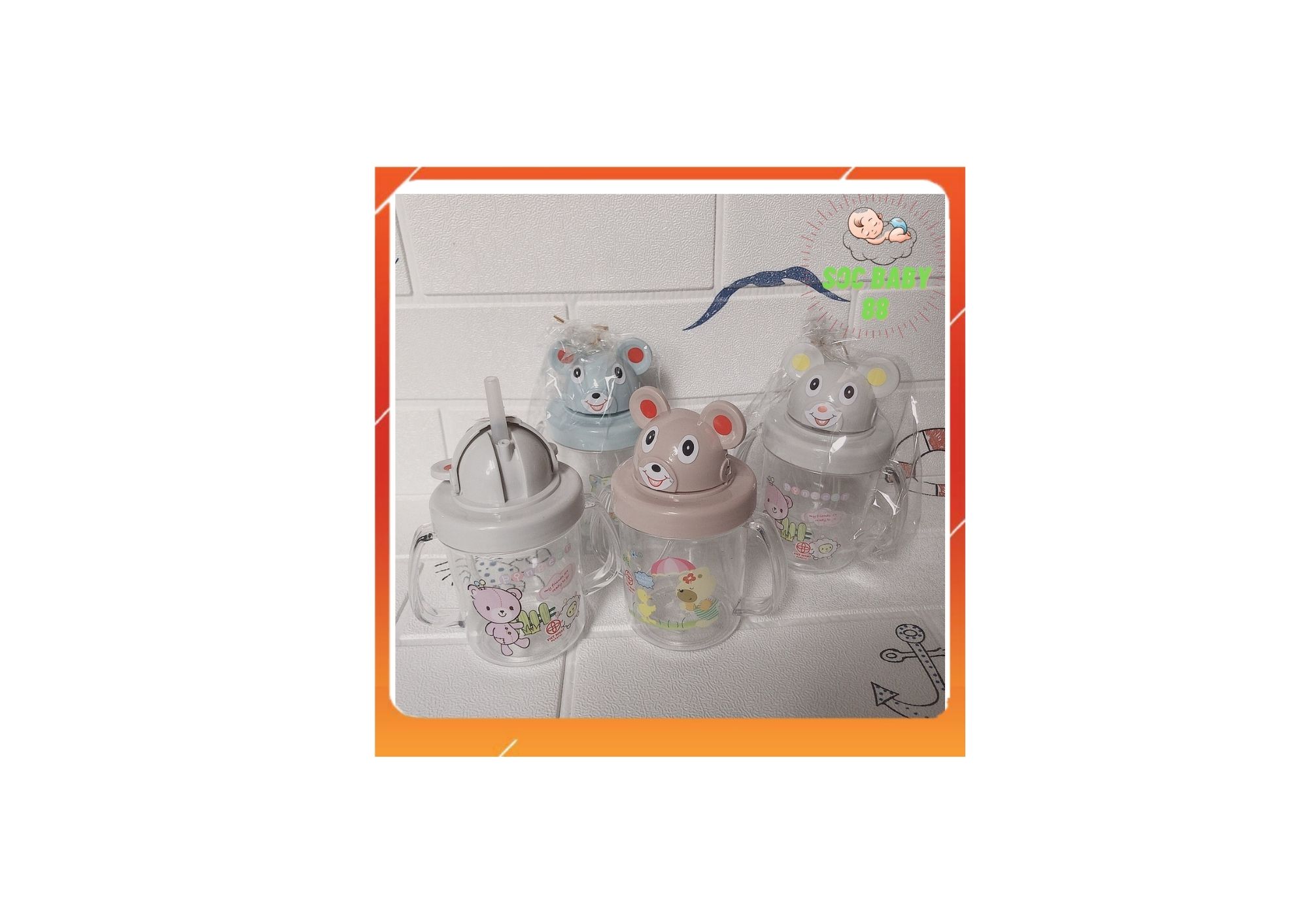 Bình hút nước việt nhật cho bé, bình hút nước soc baby 88