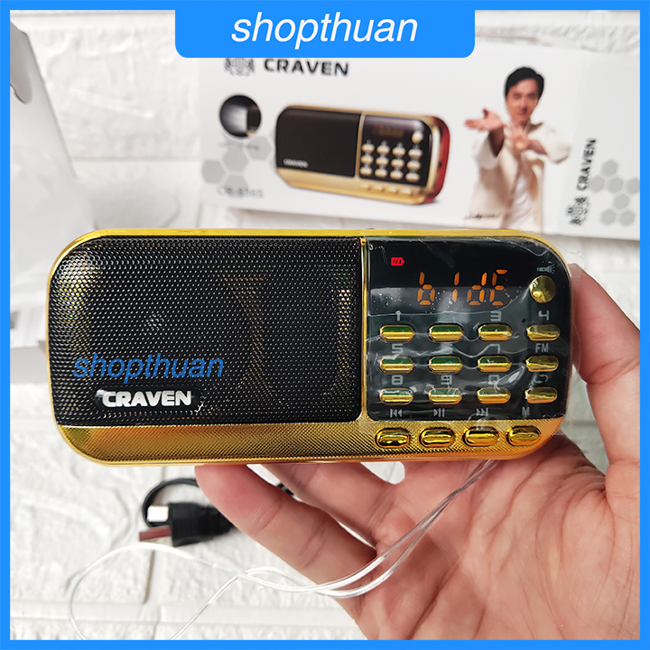 [HCM]Loa Craven CR-836s 2 Pin Có Đèn Pin - Nghe Thẻ Nhớ  USB 2.0,FM Radio