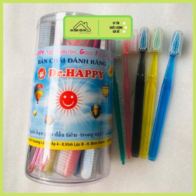 Bàn chải đánh răng Dr. Happy có nắp đậy nguyên hộp 25 cây