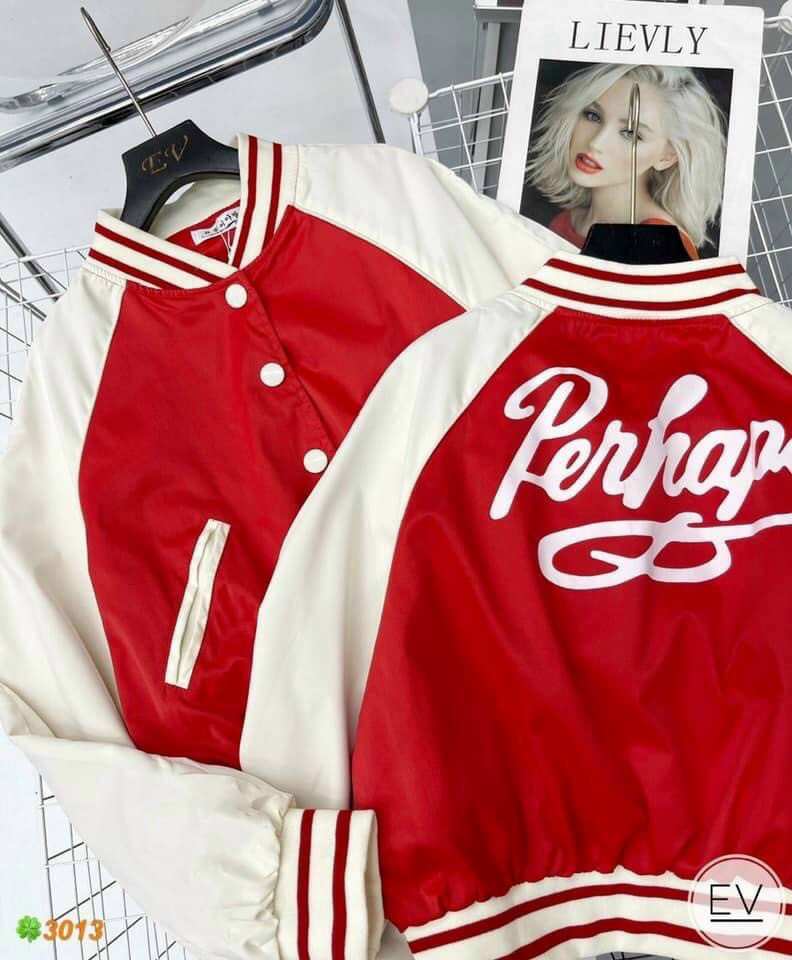 Áo Khoác Dù Nữ Croptop Cổ Bomber Cúc Bấm Chữ Lưng - CHIPU FASHION