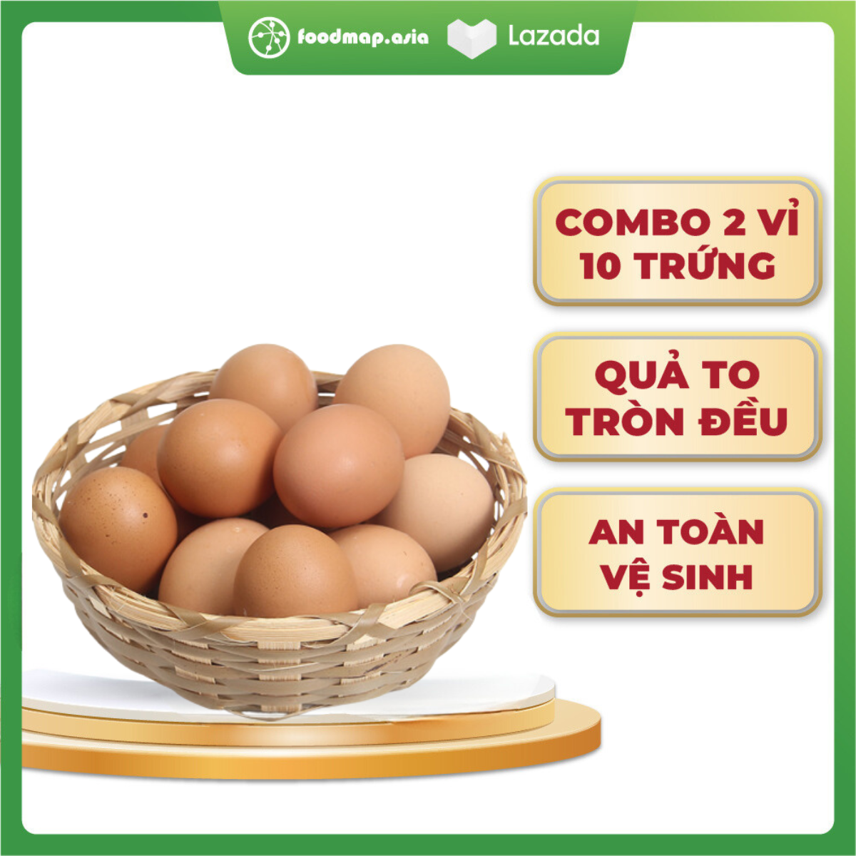 Combo 2 Vỉ Trứng Gà Tươi Thanh Nhân  ( Vỉ 10 trứng) - An Toàn vệ Sinh - Foodmap