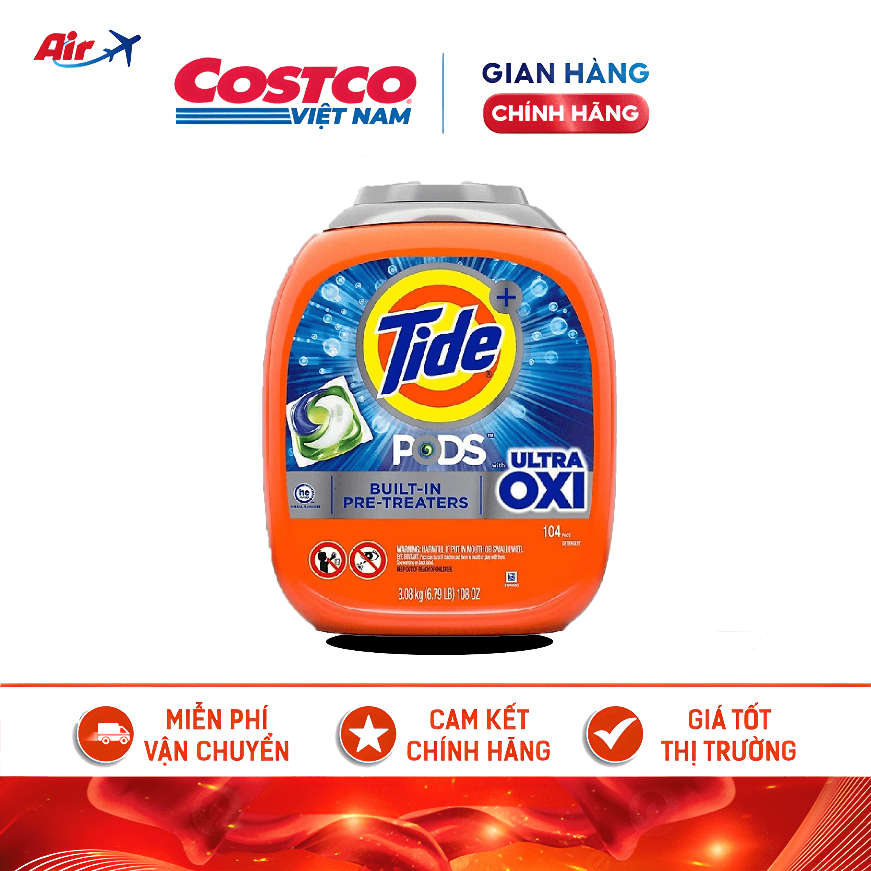 Viên giặt tide pod ultra oxi 4in1 104 viên của mỹ