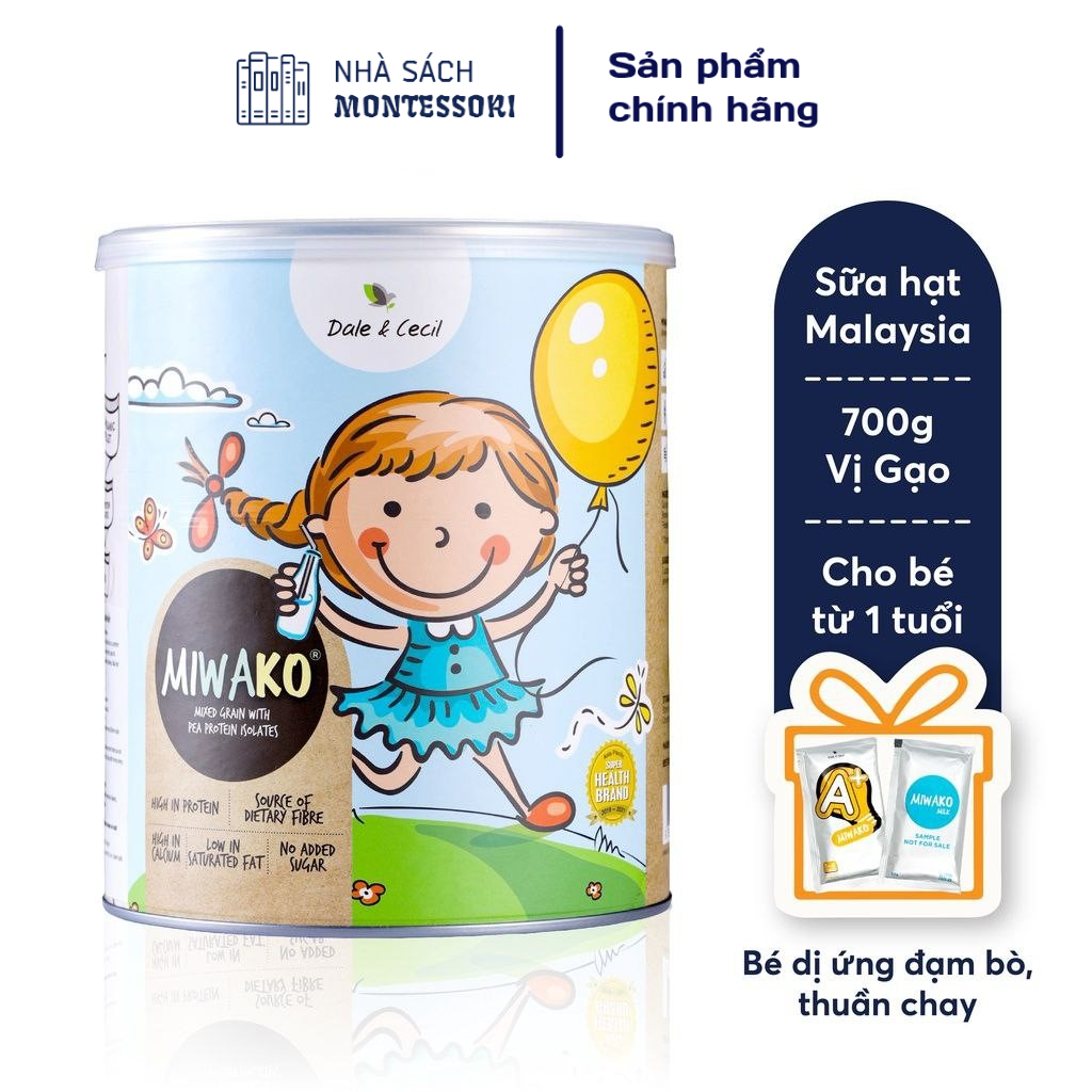 Sữa Công Thức Thực Vật Hữu Cơ MIWAKO nhập khẩu Malaysia Vị Gạo Hộp 700g x