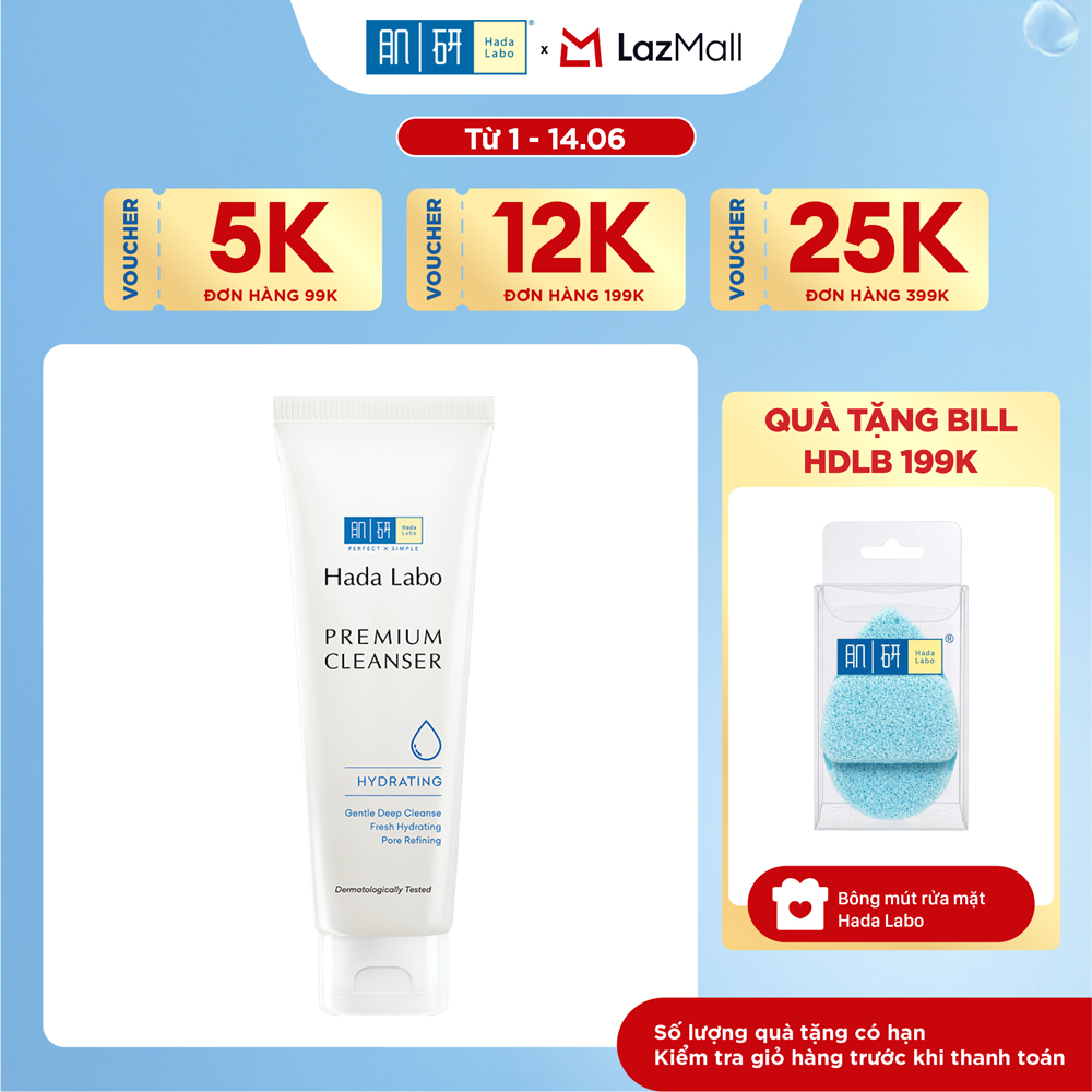 Sữa rửa mặt dưỡng ẩm cao cấp Hada Labo Premium Cleanser Hydrating 100g