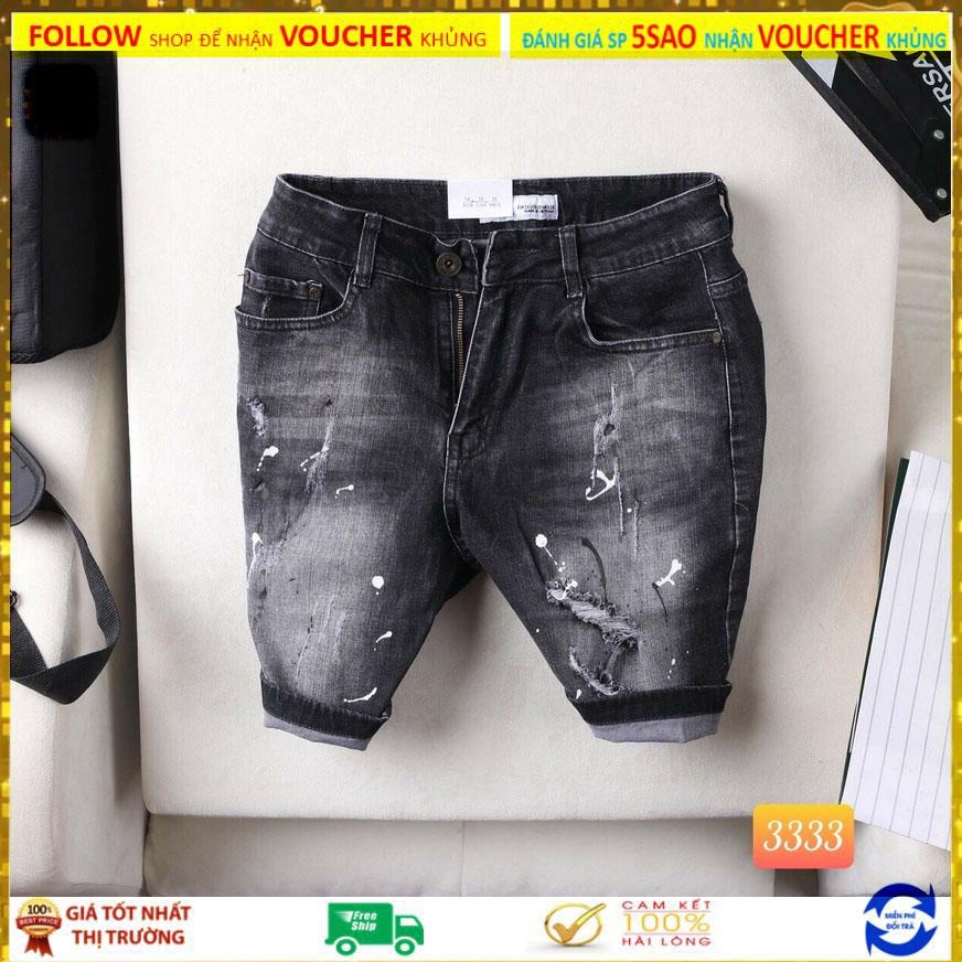 [HCM]Quần Short Jean Nam Đẹp Màu đen Chất Bò Co Giãn Cao Cấp Quần Ngố rách  Mẫu Mới Phong Cách Hàn Quốc 1990store QN4