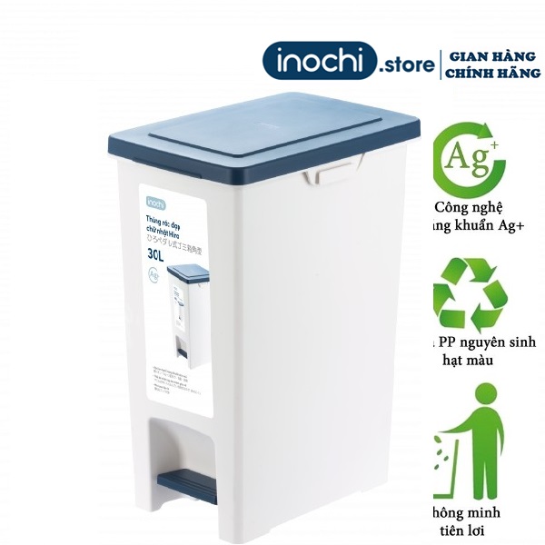 Thùng Rác inochi -Nhựa Đạp Chân Nắp Đậy Chữ Nhật INOCHI 30 Lít ( Loại có ruột), Làm Sọt Rác Văn Phòng,Đựng Rác Gia Đình
