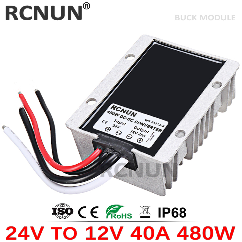 Rcnun Sản Phẩm Đáng tin cậy 24 V Để 12 V 30A 40A Bước Xuống DC DC Chuyển Đổi 24 Volt Để 12 Volt 480W DC-DC Xe Buck Điều Chỉnh Điện Áp