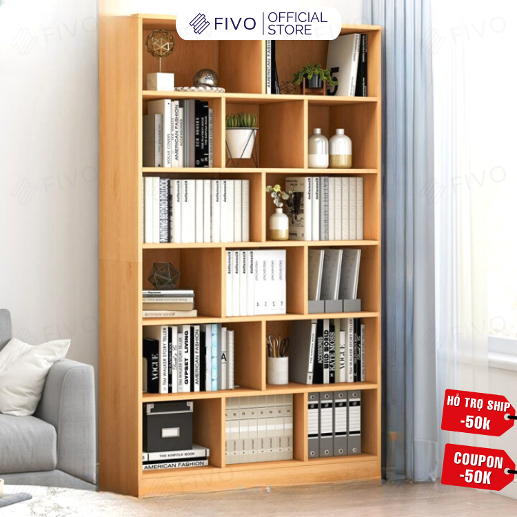Kệ sách gỗ để sàn cao cấp màu gỗ fivo mẫu fb70 thiết kế thanh lịch, lắp ráp đơn giản- hàng chính hãng