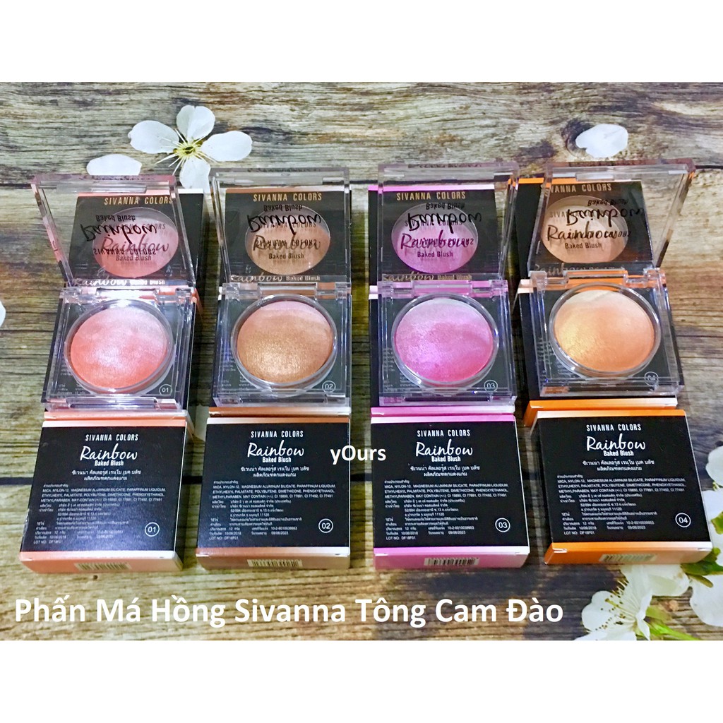 Phấn Má Hồng Sivanna Có Nhũ HF370 Rainbow Baked Blush