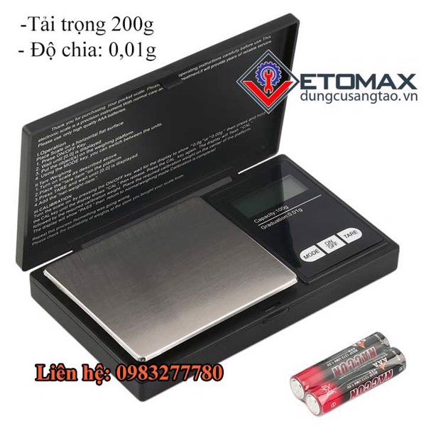 Cân tiểu ly điện tử 200gx 0,01g v2