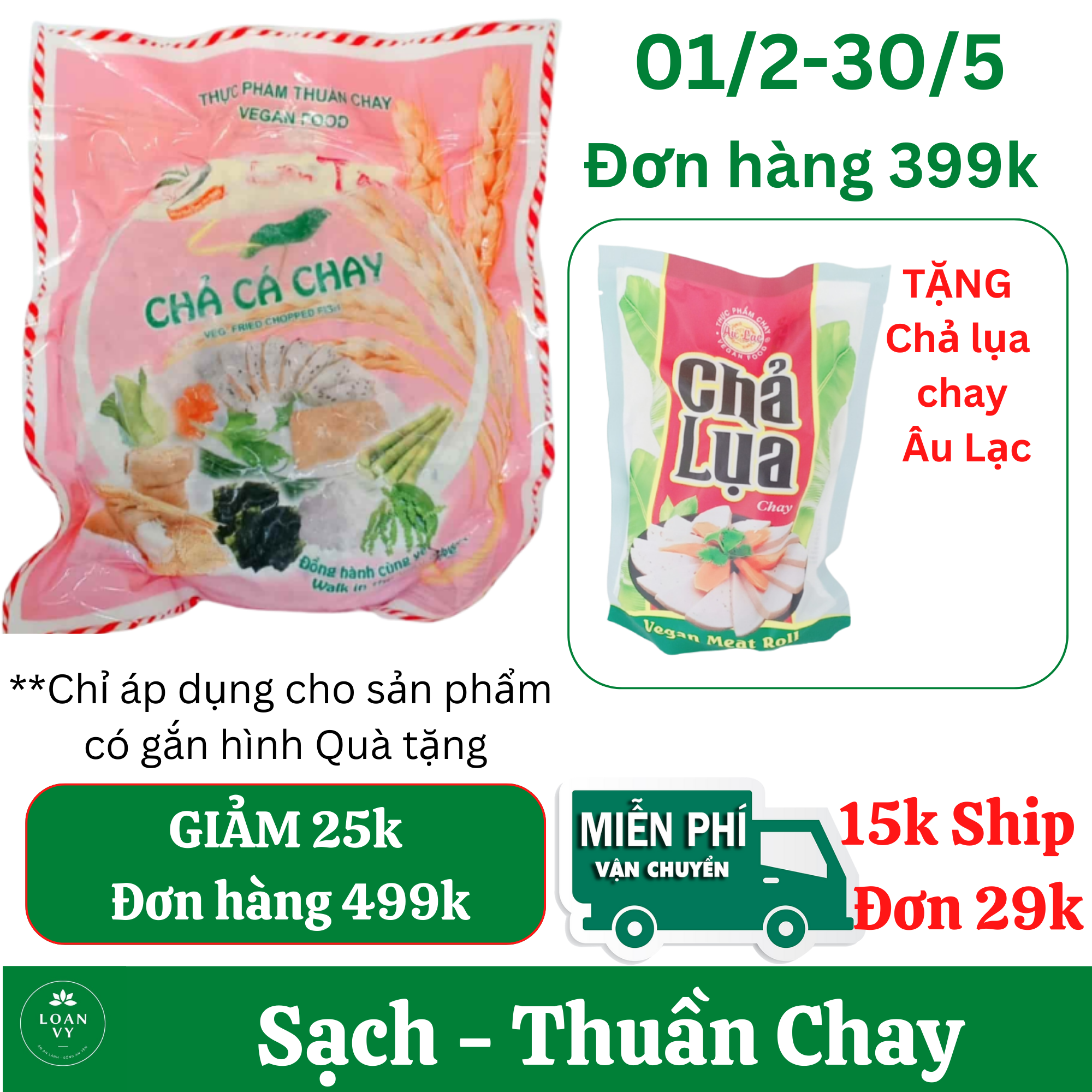 1kg chả cá chay liên tâm, ngon thuần chay - thực phẩm chay loan vy + tặng chả lụa chay âu lạc đơn 399k