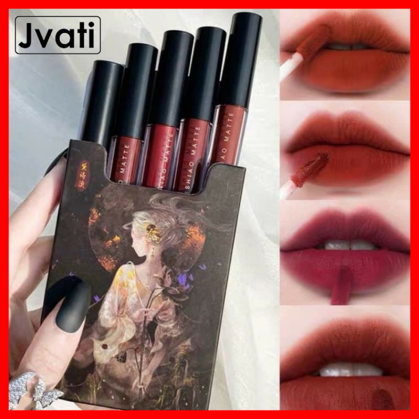[HOT TREND] Set 5 cây son DAISHIAO MATTE, Set son môi kem lì 5 màu hana tech. Set Son 5 Cây Muge Leen Cô Gái, Phiên bản mới mẫu mã đẹp mắt thiết kế sang trọng. Chất son được review điên đảo, siêu mềm, siêu lì, màu hot trend - Jvati