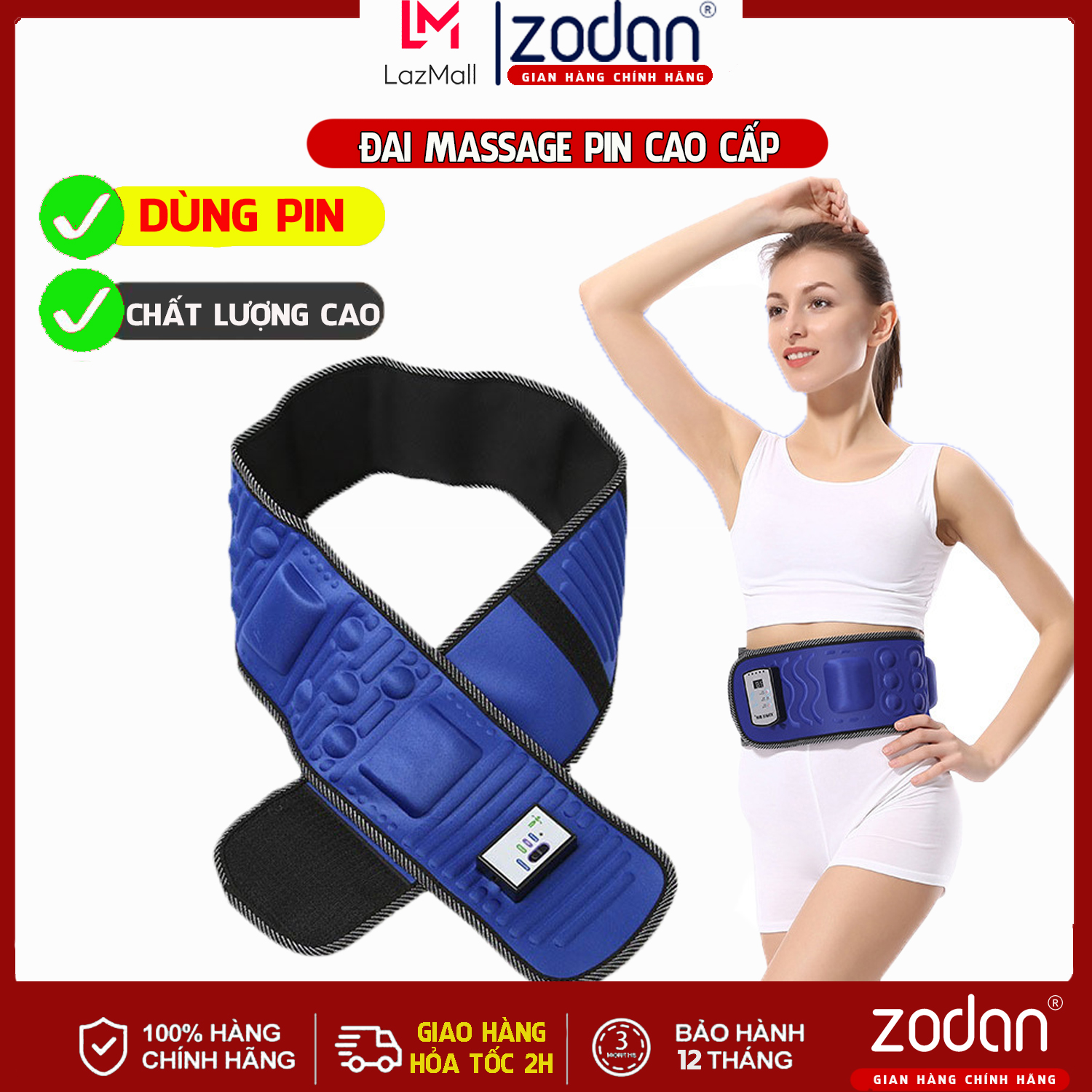 Máy massage body bụng, máy rung giảm mỡ bụng, đai rung nóng 6 chế độ cường độ 15 cấp