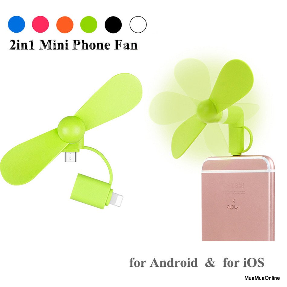 Quạt 2 cánh 2 đầu cắm dùng cho điện thoại samsung và iphone