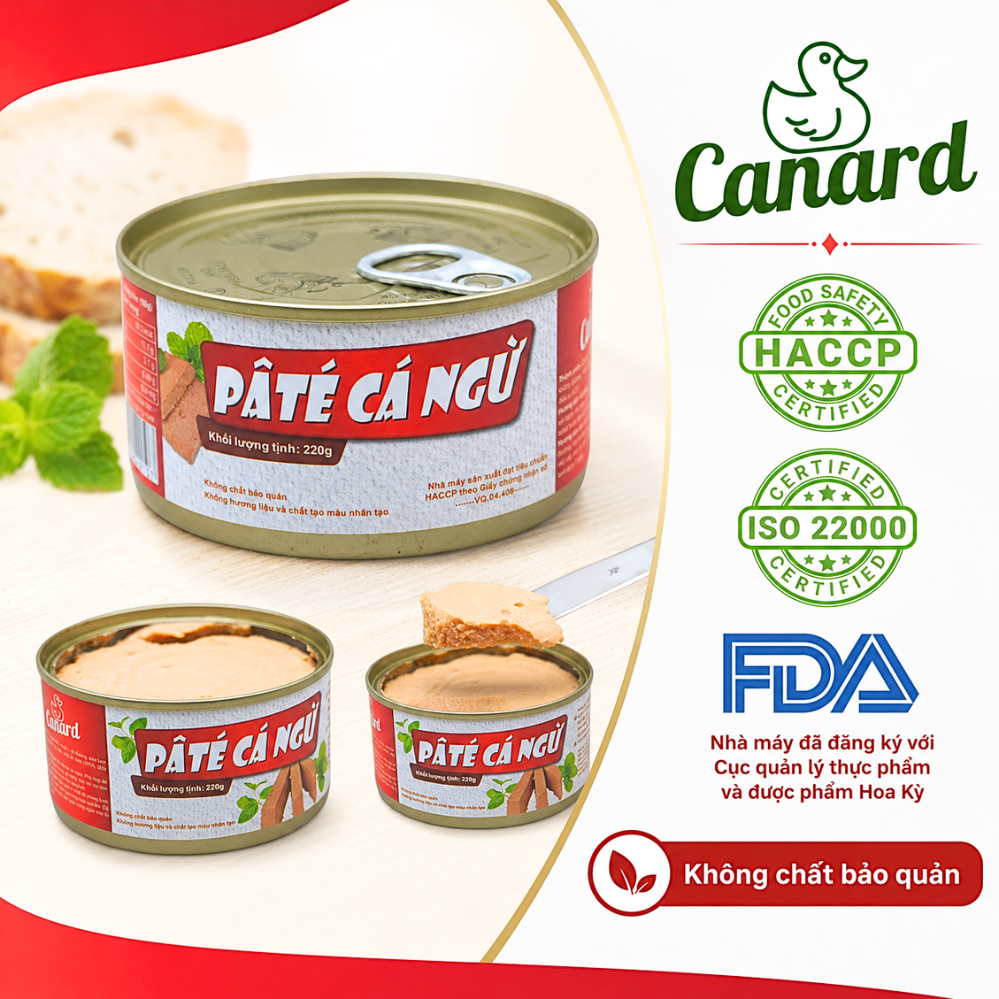 Pâté Cá Ngừ Canard 220gr – Chế biến từ cá ngừ đại dương- Không Chất Bảo Quản- Mềm mịn, ngọt thanh