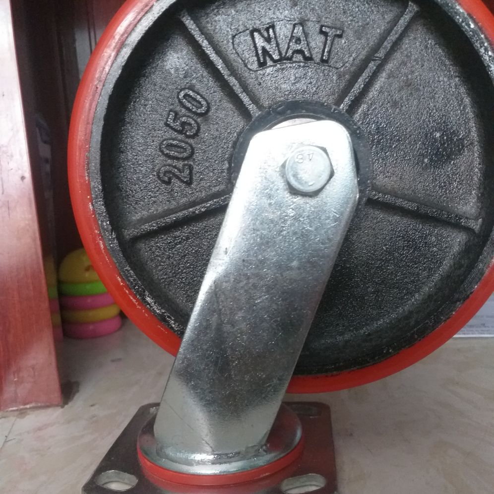 Bộ 2 cái bánh xe đẩy pu gang 200×50 càng 6mm