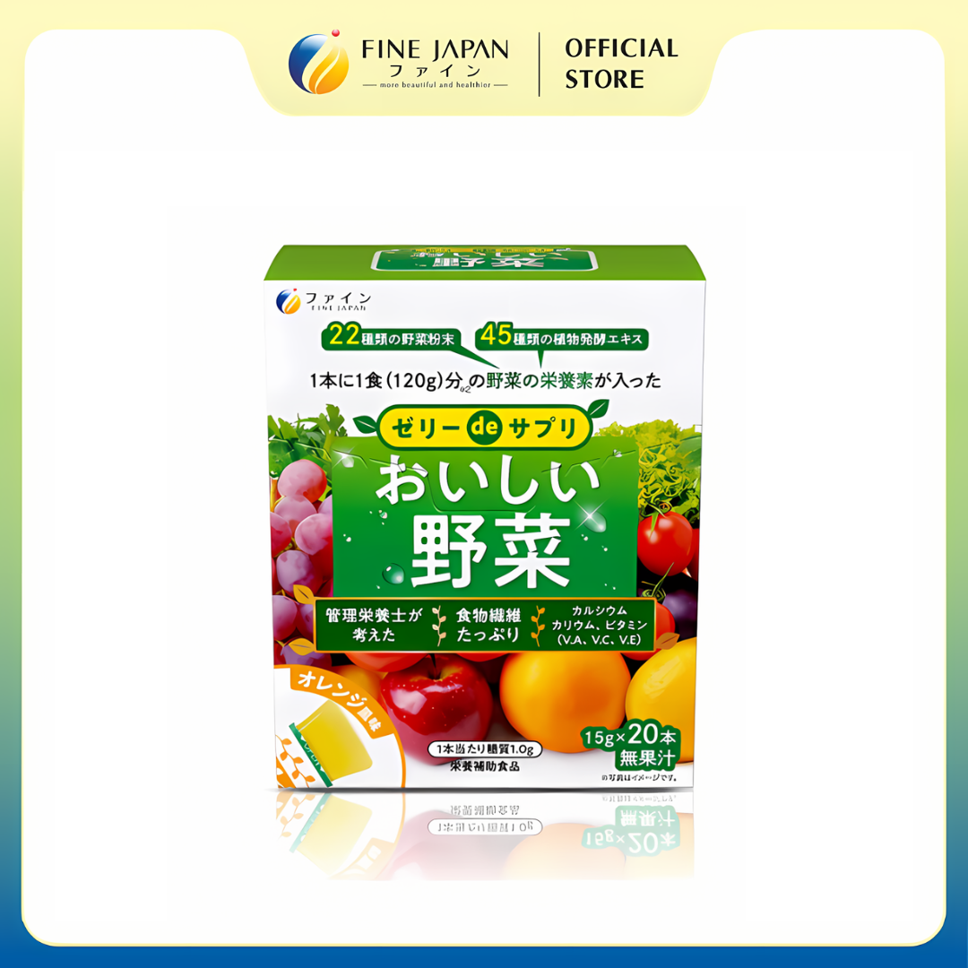 Thạch rau củ & hoa quả Delicious Veggie Jelly FINE JAPAN hộp 20 thanh