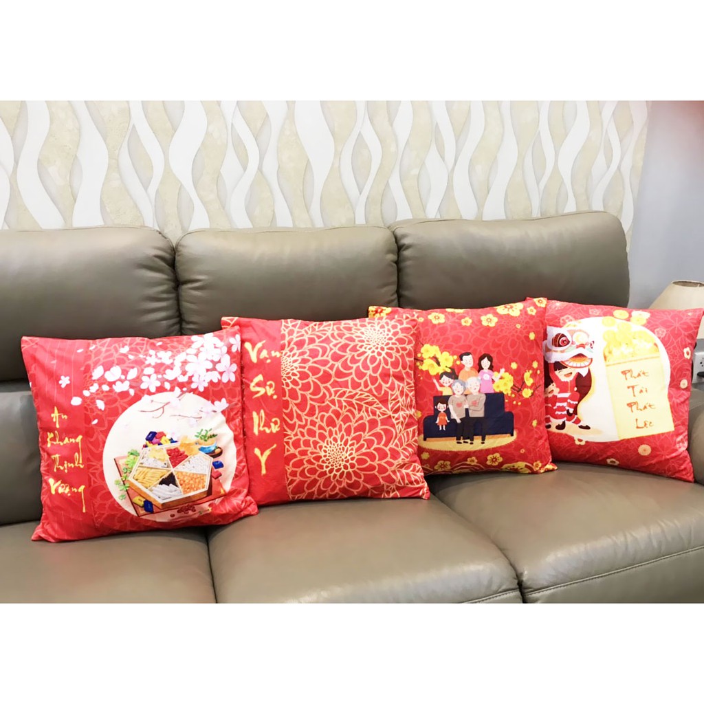 Set 4 vỏ gối trang trí tết như ý