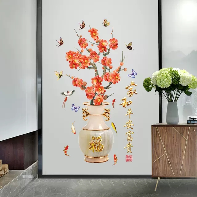 Decal dán tường: Bình hoa 3D sang trọng GS225