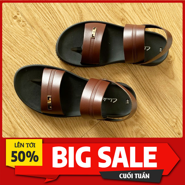 Sandal nam - xăng đan nam cao cấp, dép da nam 3 phân có quai hậu