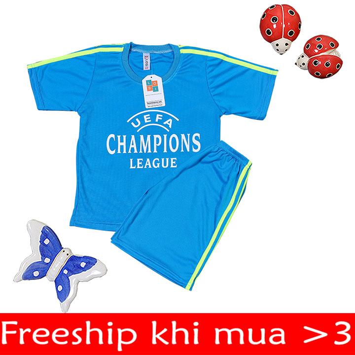 Bộ quần áo thể thao đá bóng cho bé vải thun mè cho thoáng mát , Bộ quần áo đá bóng mùa hè cho bé trai từ 16-46kg sản xuất trong nước - Xanh dương - LOSI