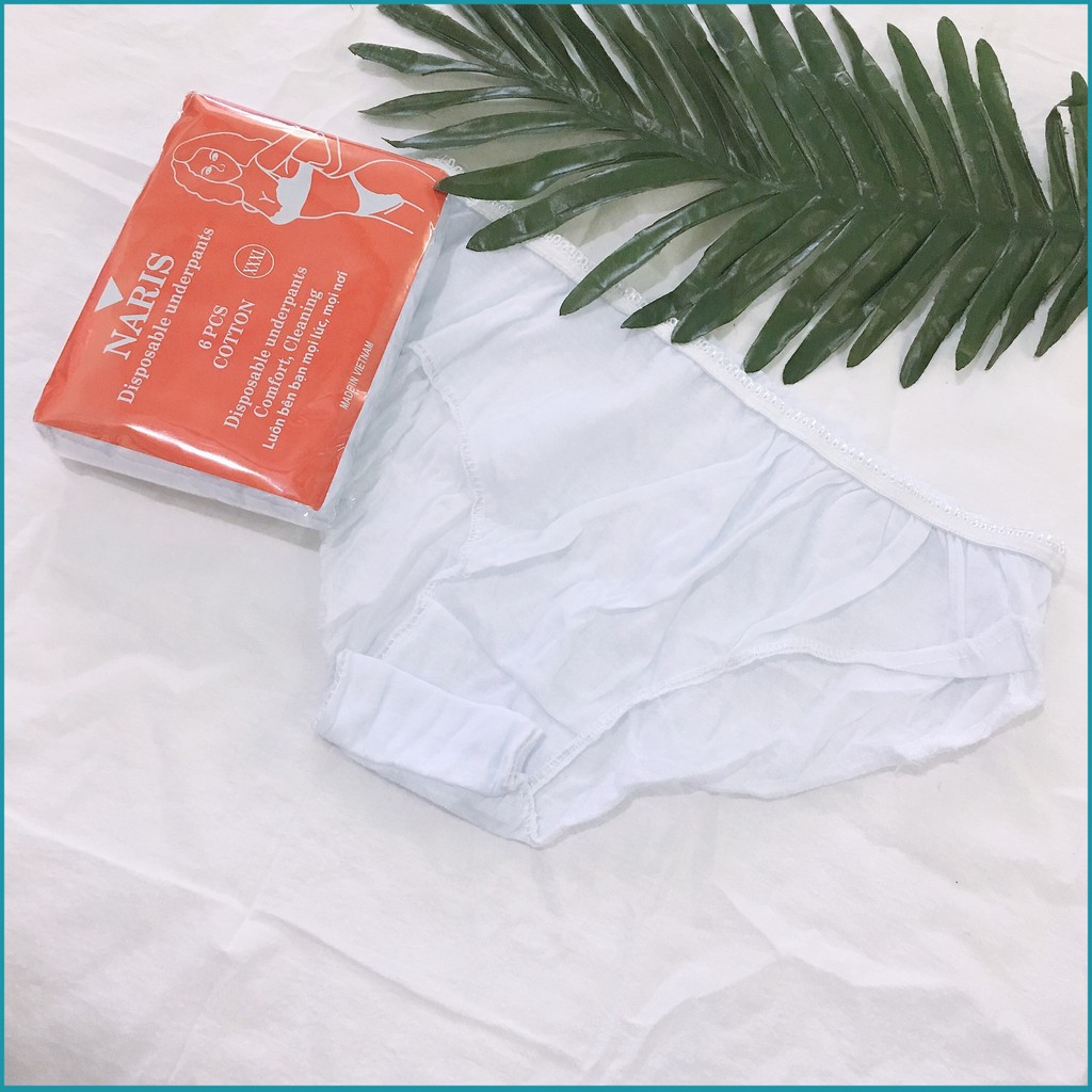 Quần lót giấy Big size Naris 6 cái, 5 cái Cotton tiện lợi đi du lịch, mẹ bỉm mới sinh, người cao tuổi mẹ bầu, Picnic, bơi, đi biển (40 đến 85 ký vừa)