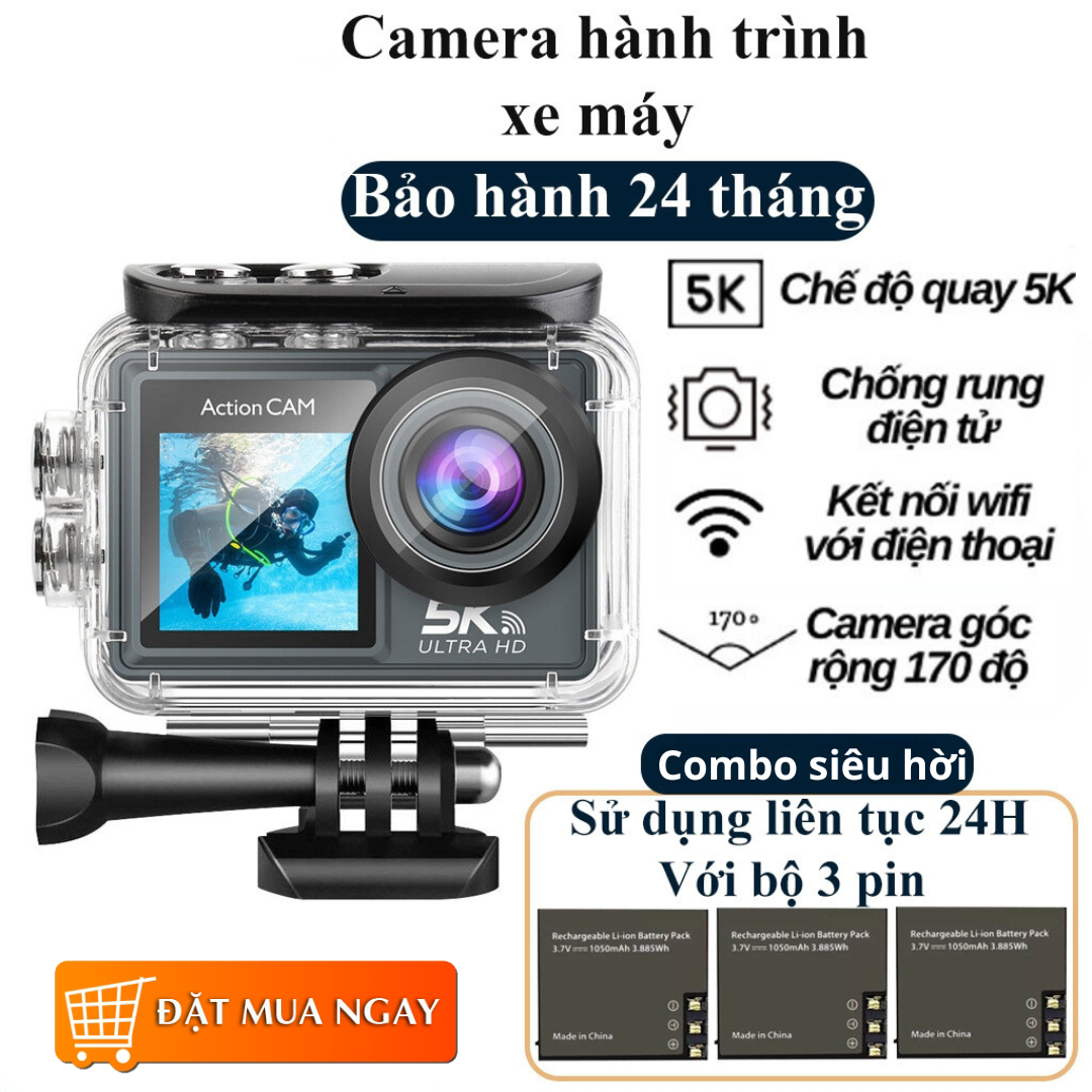 Máy quay hành trình 5k ULTRA HD Camera hành trình chống rung chống nước đi phượt gắn xe máy Ô tô Mũ bảo hiểm rẻ hơn Gopro