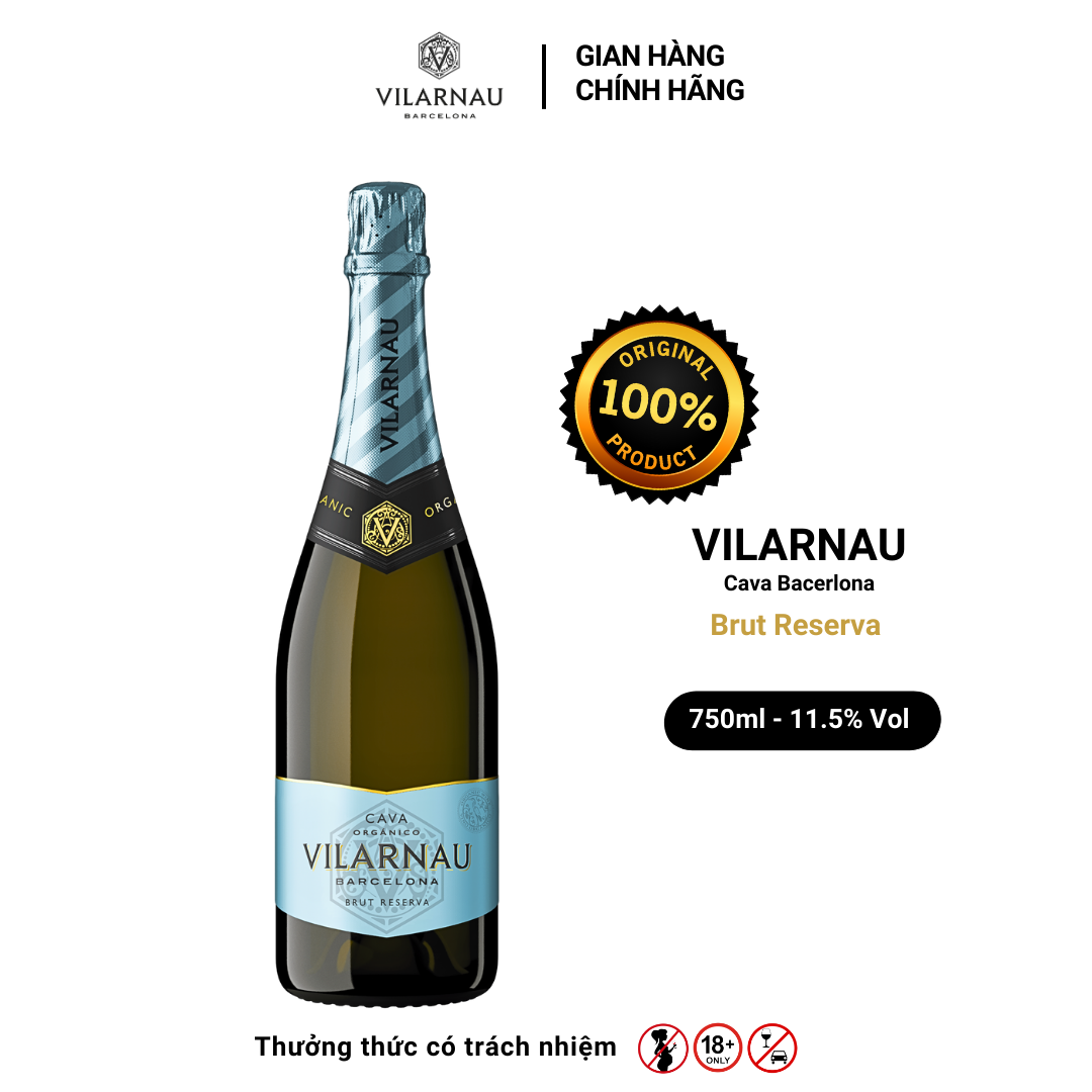 Rượu vang sủi VILARNAU Brut Reserva Organic Nồng Độ Alc 11.5% 750ml [Cava - Barcelona]