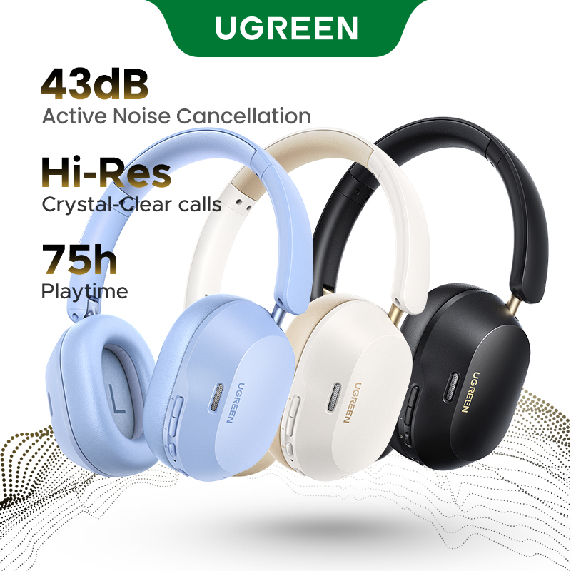 Tai nghe chụp tai không dây UGREEN Bluetooth gắn trên đầu Hitune Max5C 5.4 không dây Wireless ANC Earphone 38dB Tai nghe thể thao có Mic khử tiếng ồn for iPhone 15 Pro Max Model:35757