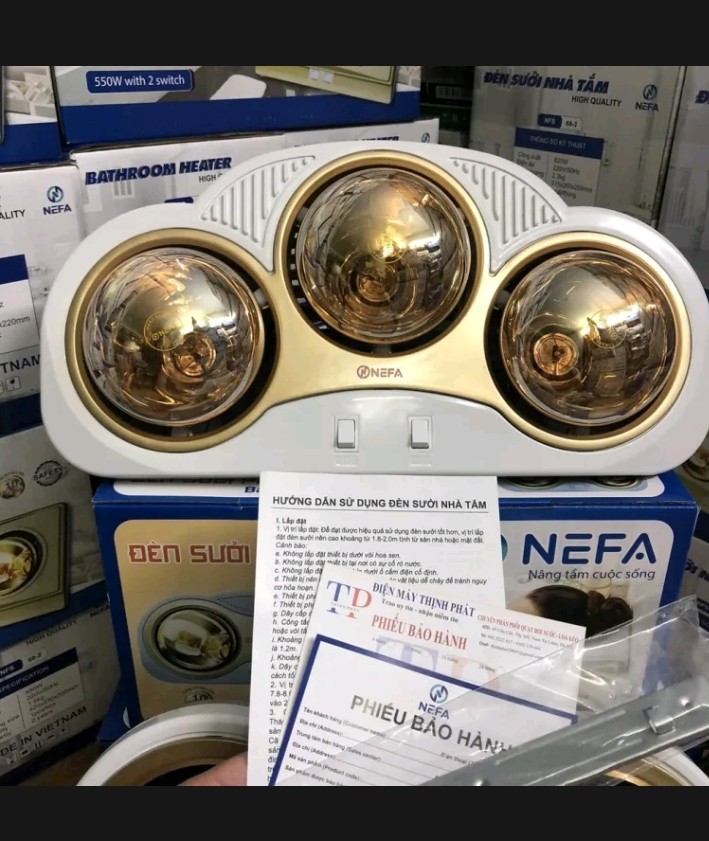 Đèn sưởi nhà tắm NEFA 3 bóng chống lóa mắt-Bảo hành 24 tháng, hàng Việt Nam chất lượng cao