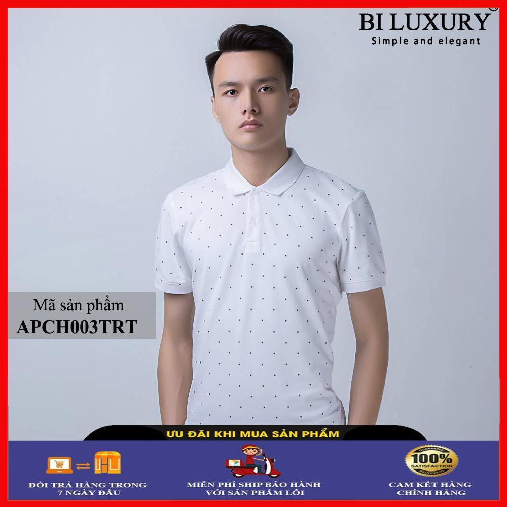 Áo phông cổ bẻ Biluxury 6 mẫu màu trắng họa tiết 2019