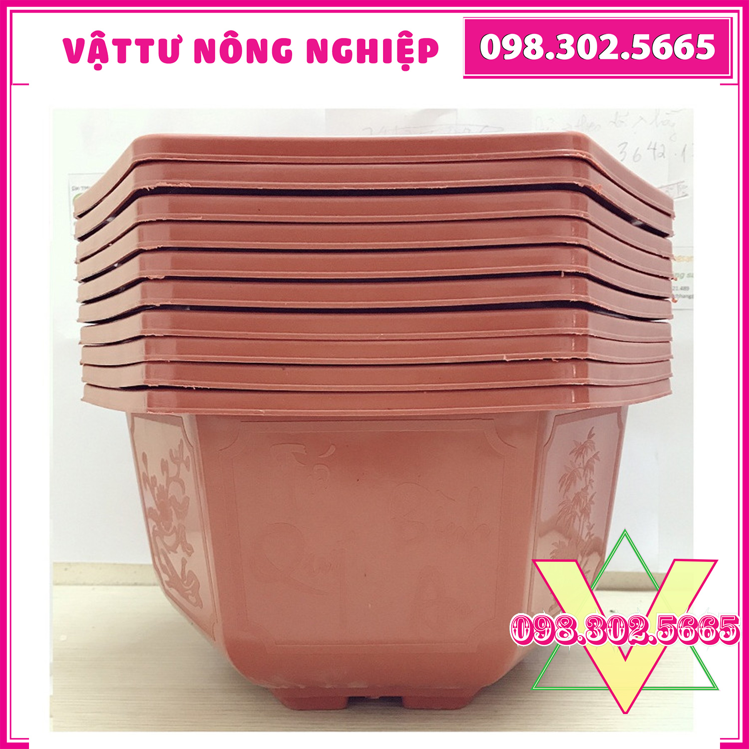 [Rẻ vô địch] Combo 10 chậu lục giác trồng cây họa tiết FA320 đường kính 30x18cm