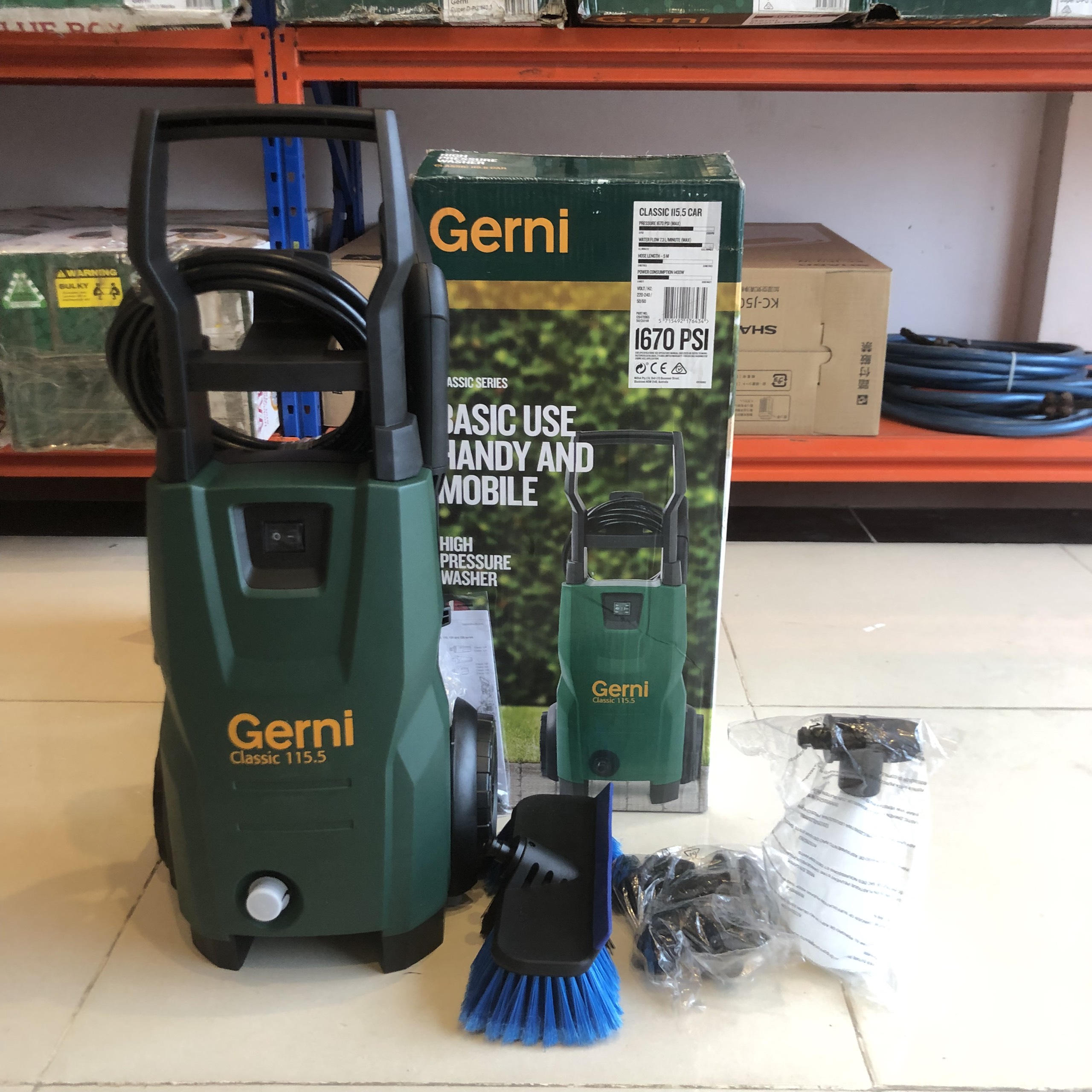 Máy rửa xe gerni 1400w 1670psi 99% fullbox 115.5