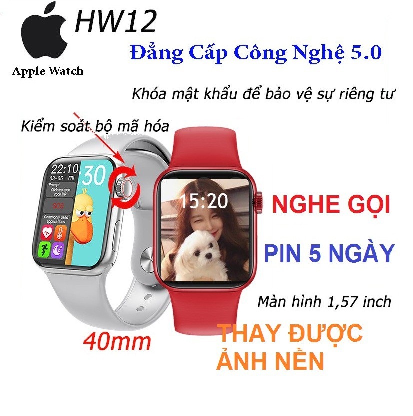 [HCM]Đồng Hồ Thông Minh HW12 có Tiếng Việt Nghe Gọi Thay Hình Nền cảm ứng siêu mượt mà thay được hình nền tùy ý nghe gọi trực tiếp nút xoay Digital Crown đồng hồ thông minh chống nước
