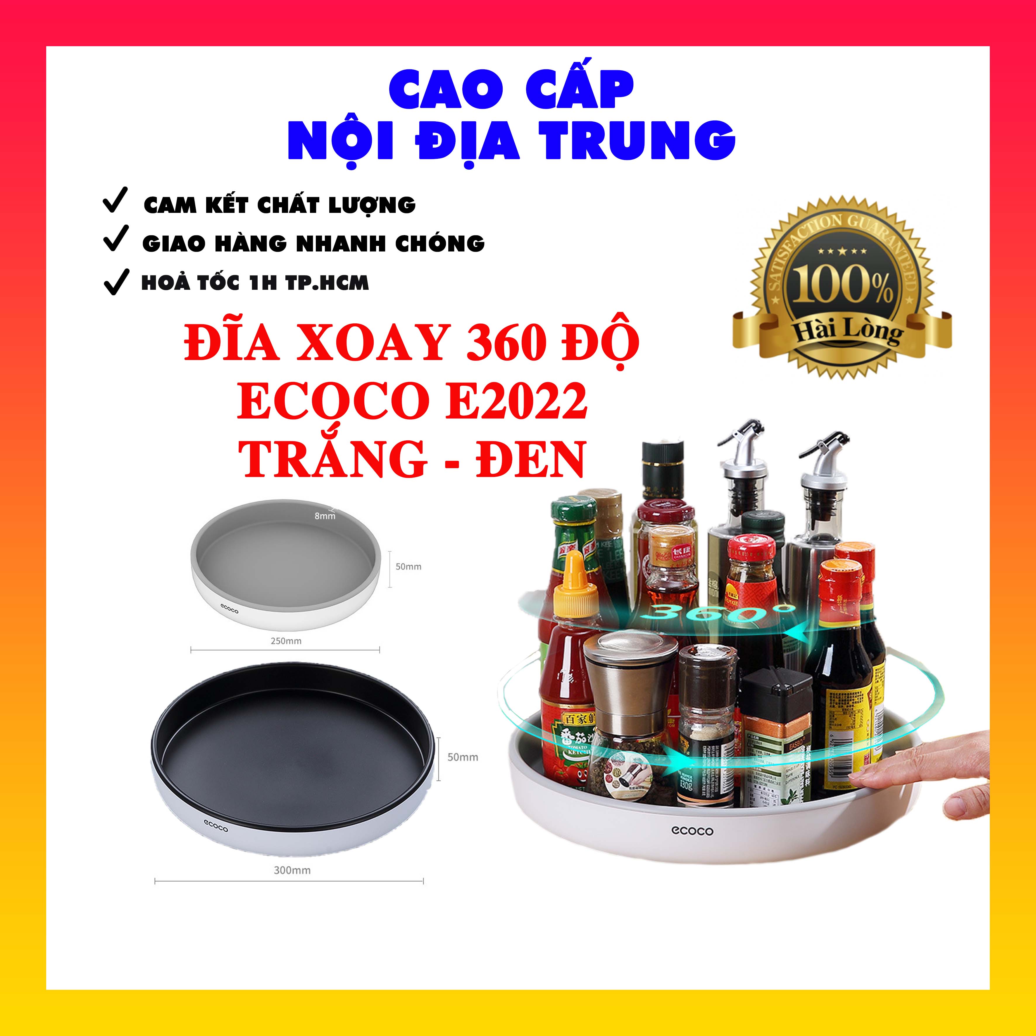 Khay đĩa đa năng để đồ xoay 360 độ ecoco, e2022 mẫu mới cao cấp, đa năng, tiện lợi, thông minh hàng chính hãng cao cấp