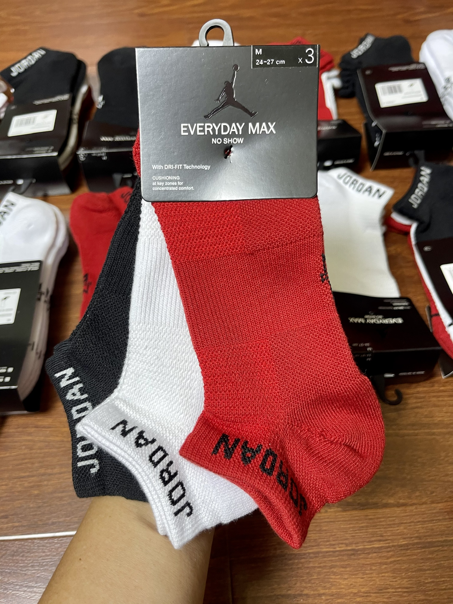 [HCM]Tất vớ thể thao Jordan No Show chính hãng 1 pack 3 đôi đen trắng đỏ