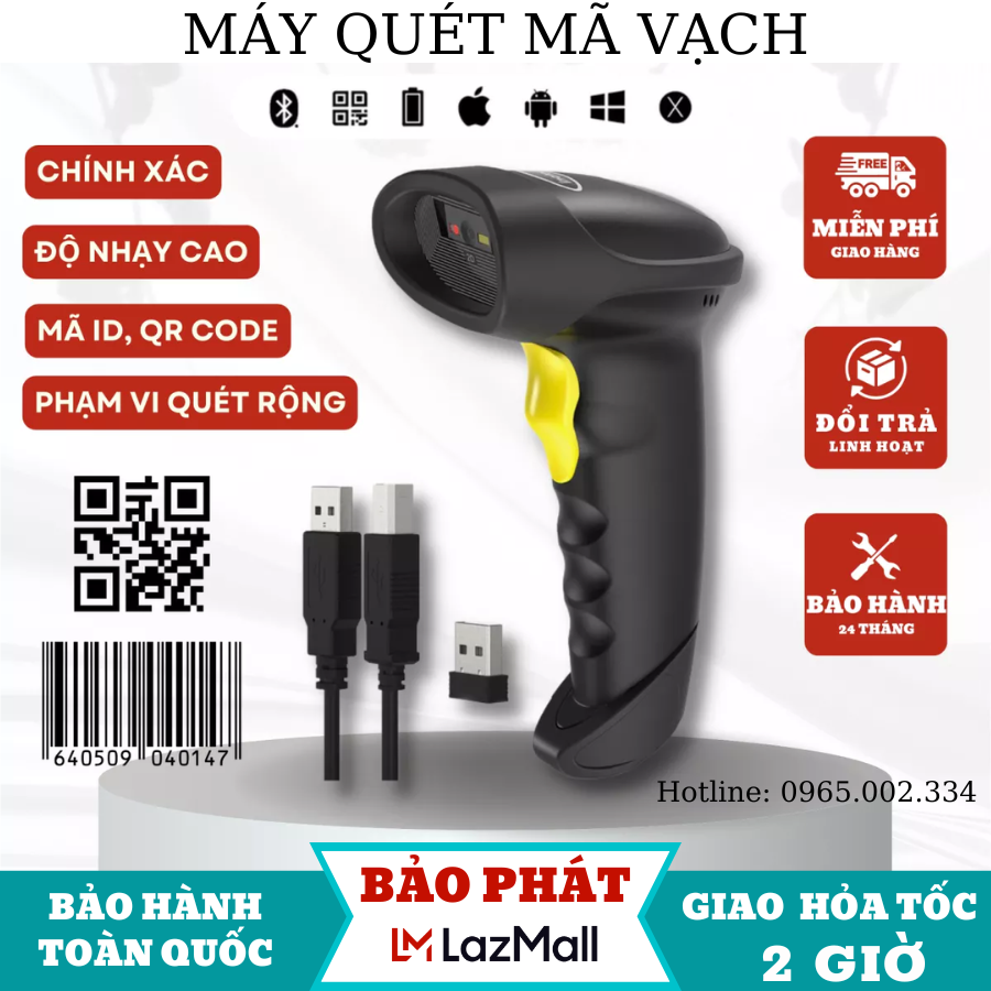 May quet ma vach, đầu đọc mã vạch đa tia, máy quét mã vạch không dây máy quét mã vạch máy bắn mã vạch máy đọc mã vạchtiết kiệm tối đa thời gian kiểm tra hàng tồn kho-bảo hành 12 tháng 1 đổi 1(sale-50