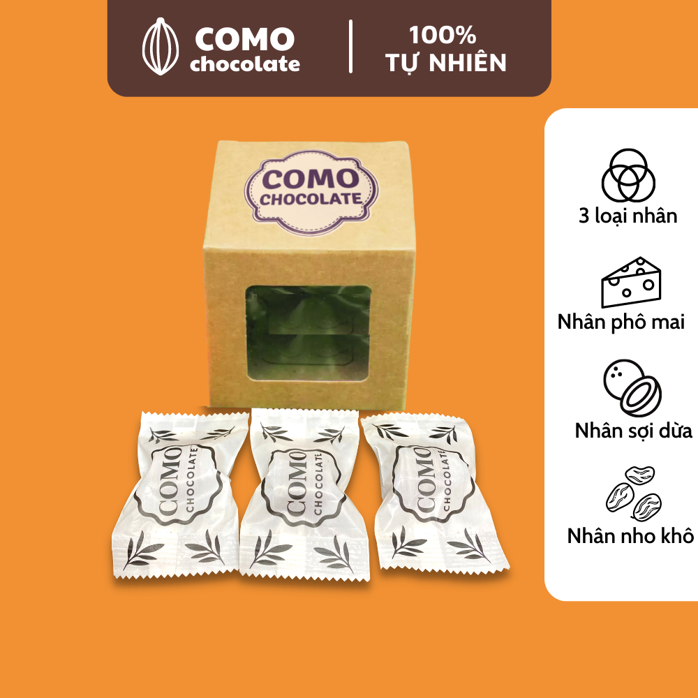 [Combo 3 thỏi 11g Đủ Vị] Socola sữa có nhân. Hộp xinh xắn- COMO chocolate