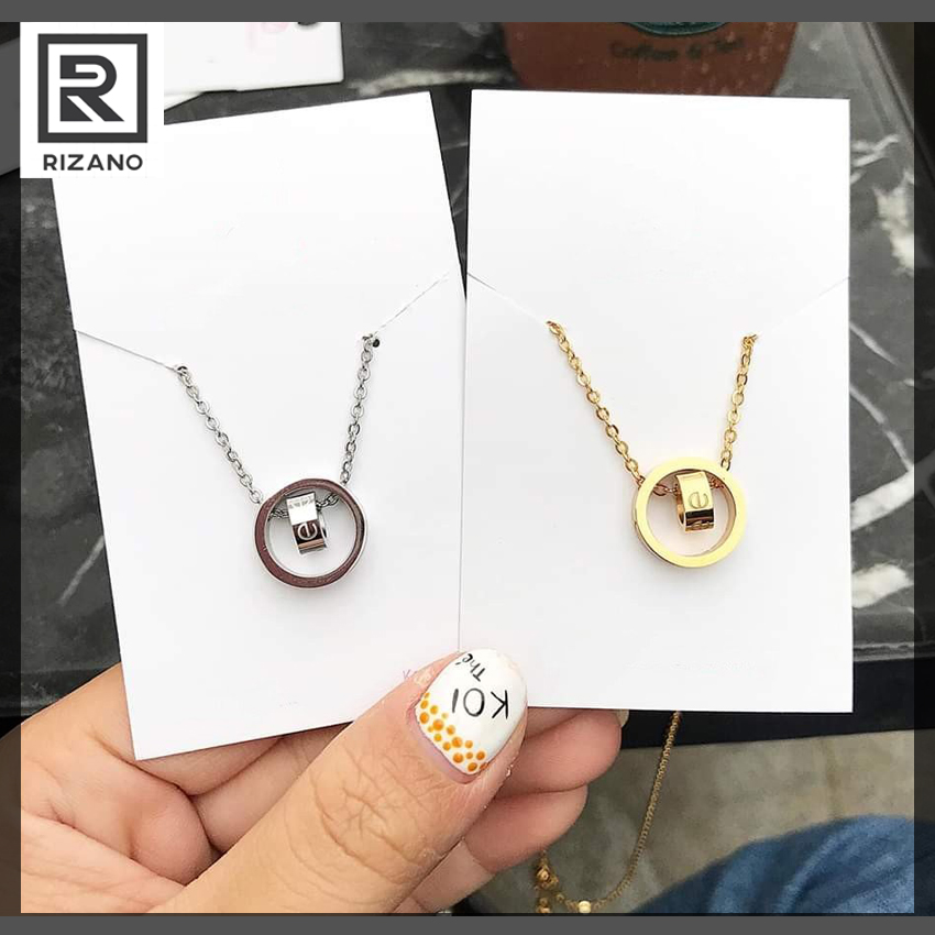 [HCM]RIZANO - Dây Chuyền Titan Mạ Vàng Cao Cấp Mặt 2 Nhẫn Đôi Tình Yêu Vĩnh Cửu Dây Chuyền Nữ Đẹp Như Dây Chuyền Vàng Nam Nữ Vòng Cổ Màu Vàng