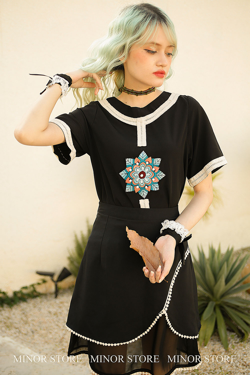 Quần váy đen 3 lớp