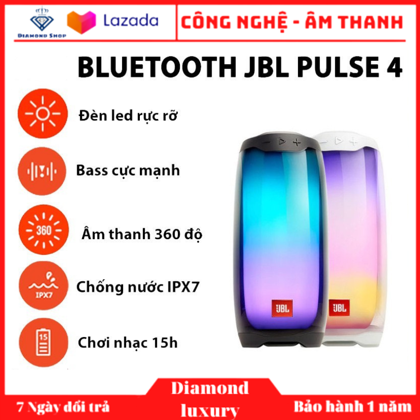 Loa bluetooth jbl loa bluetooth jbl pulse 4 l công suất 20w l chống nước ipx7 l bluetooth 4.2 l pin 7260 mah dải loa woofer cho âm thanh vượt trội, sống động nhạc 12h l đèn led 360 độ l