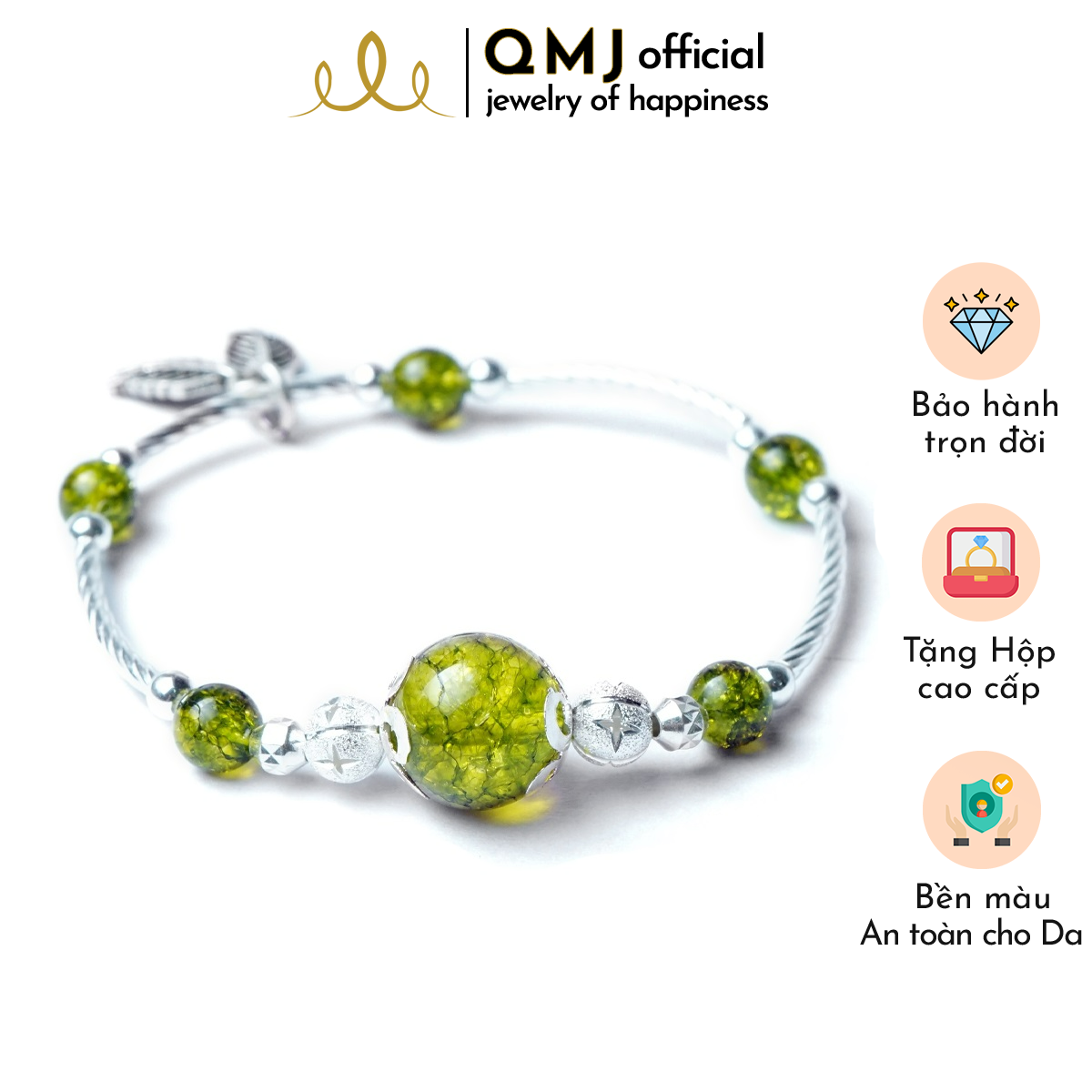 QMJ vòng đá chồi non mix charm phong thủy bạc 925 cao cấp - QLL4223
