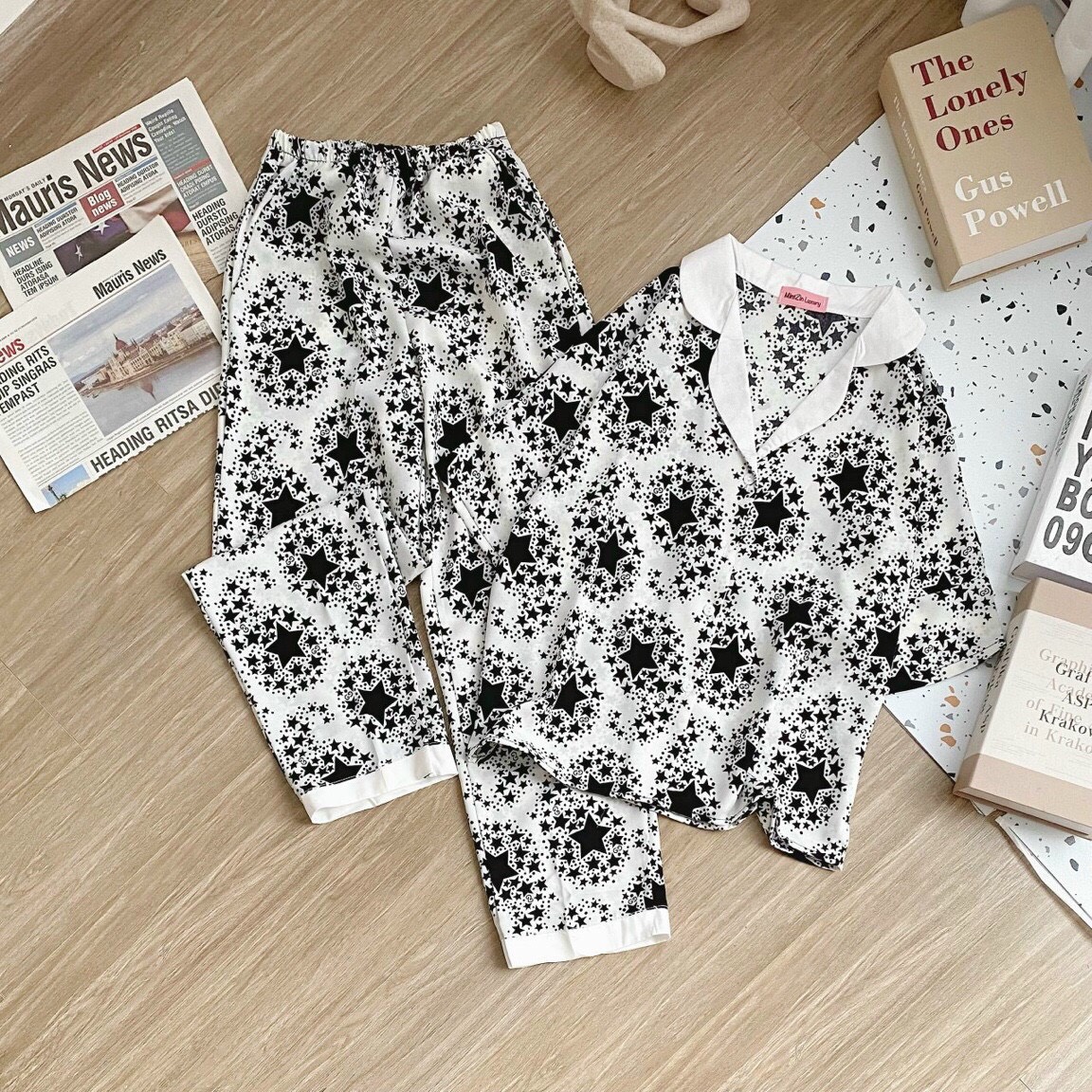 Bộ pijama áo form rộng quần dài lụa mango họa tiết mềm mịn cao cấp