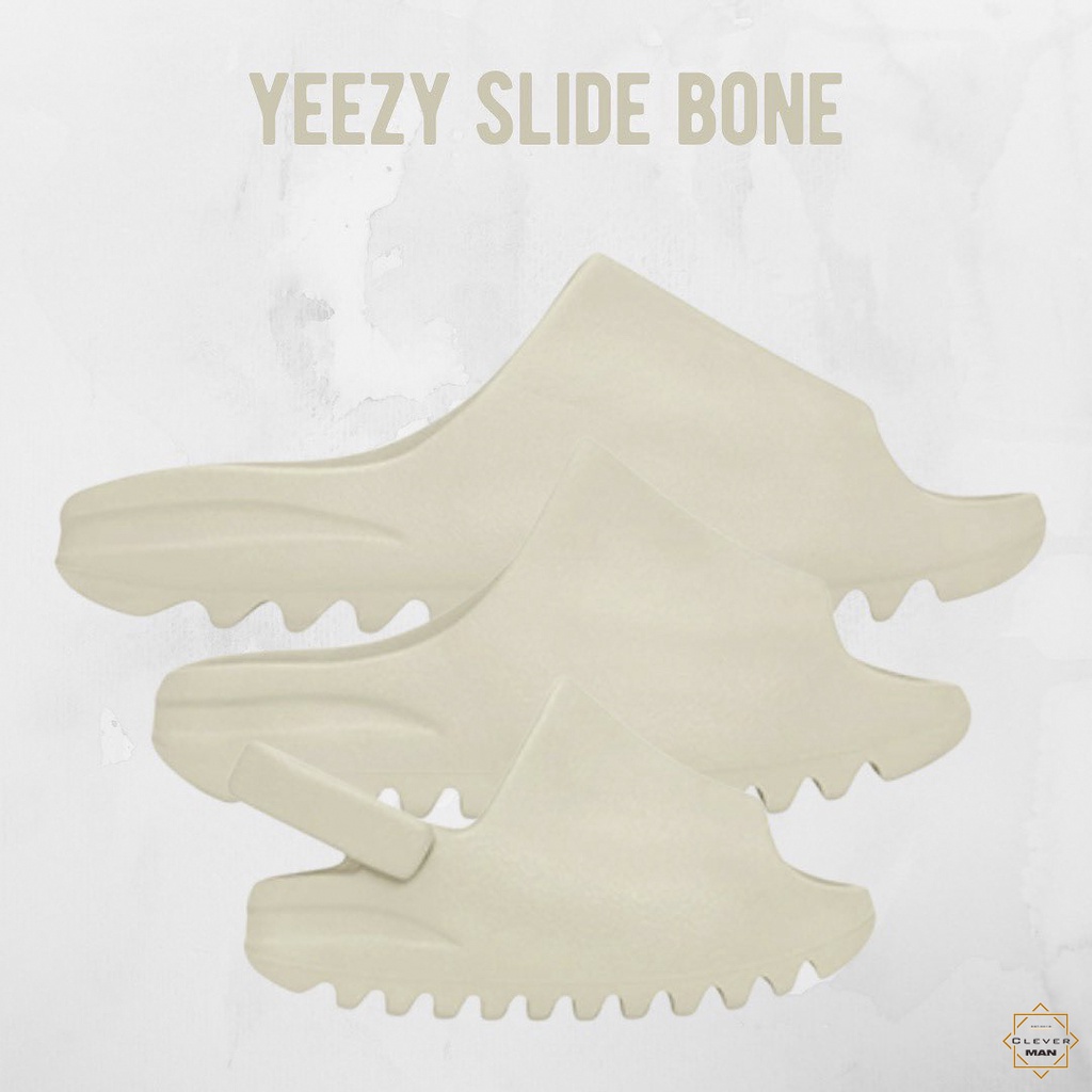Dép yz slide bone màu kem đế cao su non eva cực êm