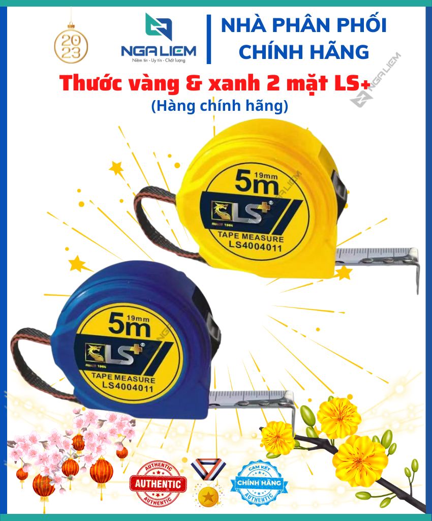 Thước vàng & xanh 2 mặt LS+
