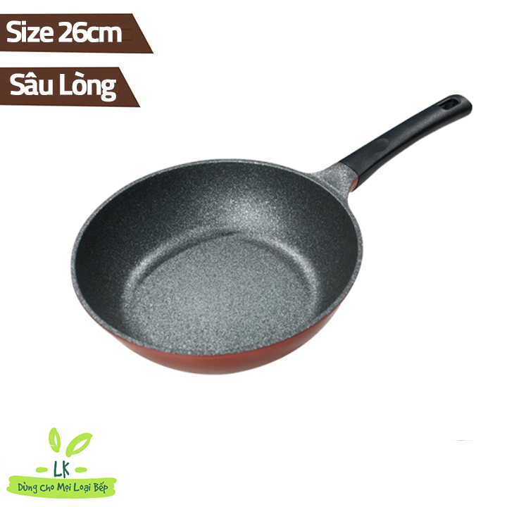Rẻ vô đối- Chảo chống dính Ecoramic Megastone đáy từ cao cấp sâu lòng 26cm