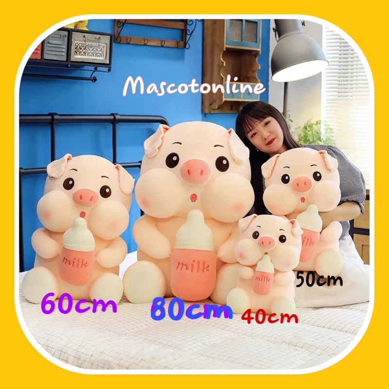 Thú bông lợn ôm bình sữa -heo ôm bình sữa-gấu bông lợn ôm bình sữa cao cấp và hổ bú bình chó bú bình cao cấp