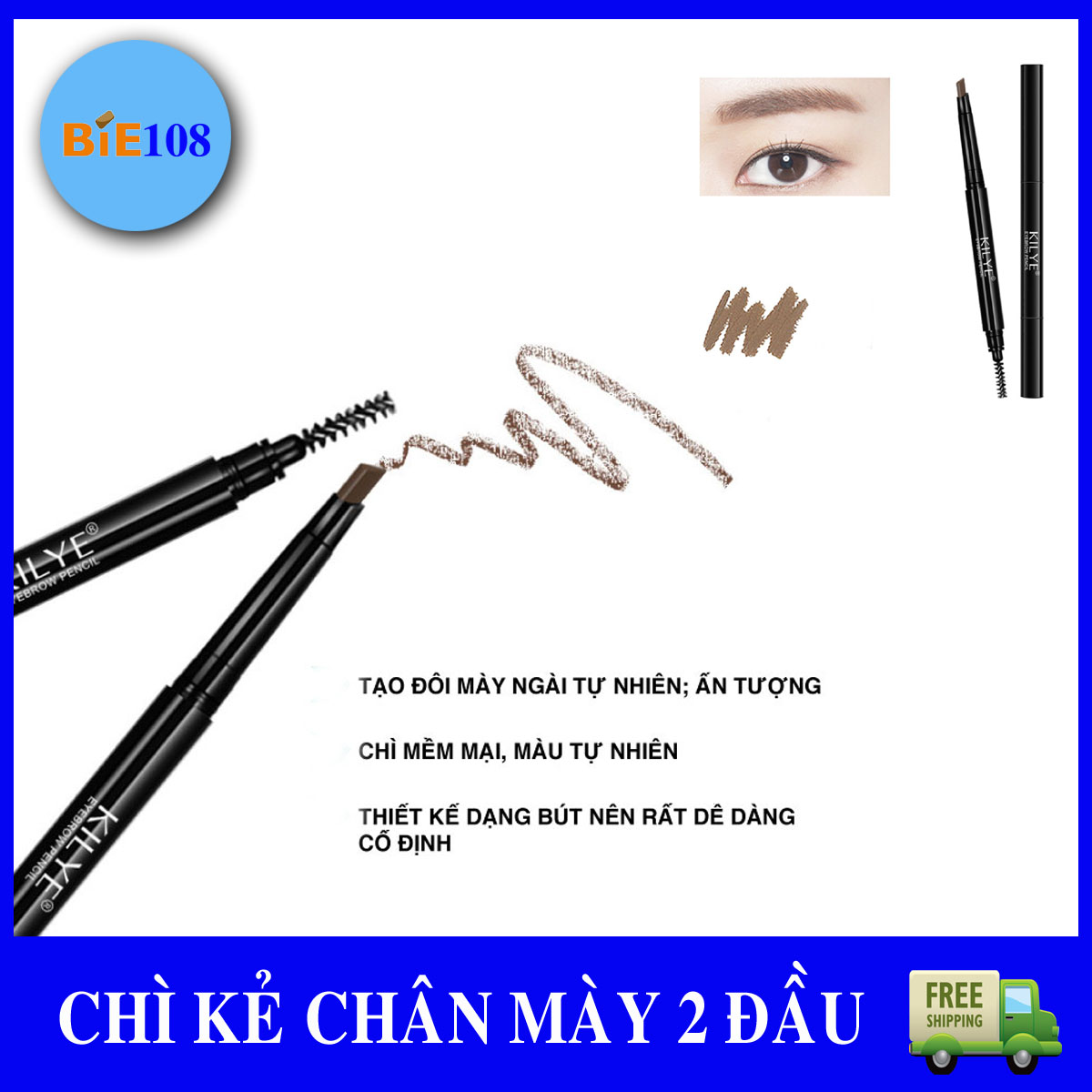 Chì kẻ chân mày 2 đầu Chì kẻ chân mày lâu trôi không thấm nước